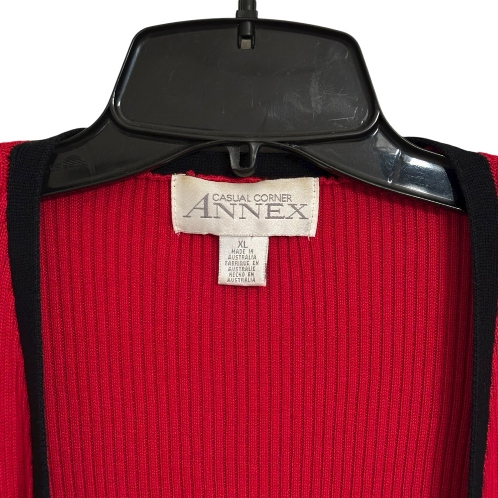 Casual Corner Annex Ribbed V Neck Red Cardigan XL - Picture 6 of 9